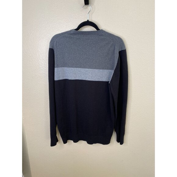 Claiborne Mens Crewneck Sweater XL Gray & Black Colorblock Cotton Cashmere Blend - Picture 5 of 6